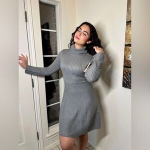 Nanette Lepore Gray Long Sleeve Sweater Dress
